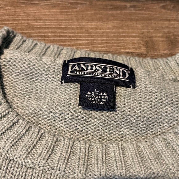 Lands' End Men's Light Gray Crewneck Sweater - Picture 2 of 4